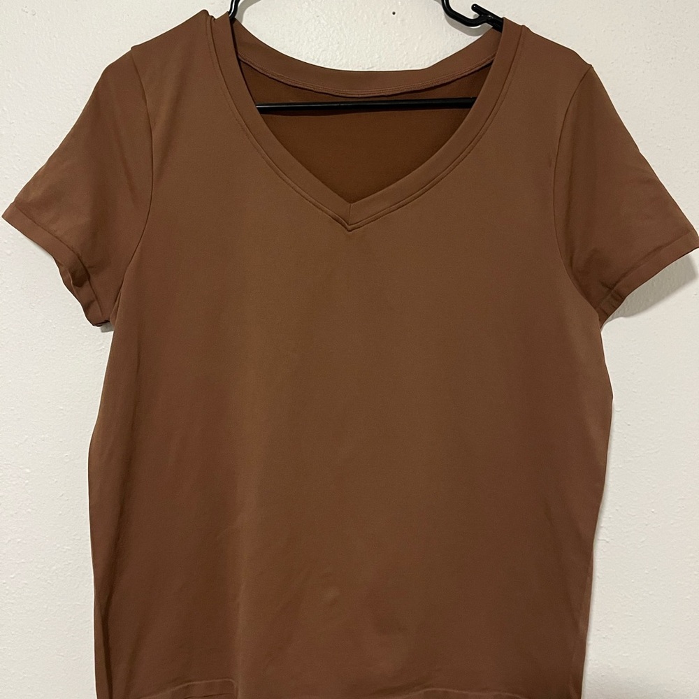 Classic Brown V-Neck Women's Top